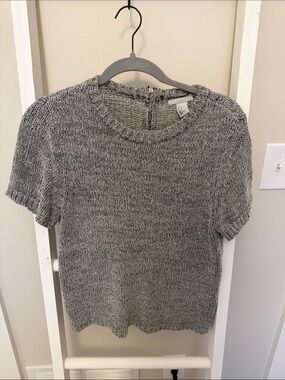H&M Marled Gray Knit Short Sleeve Top
